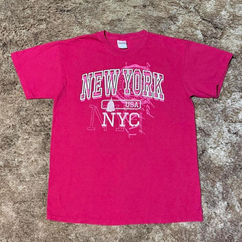 Vintage Y2K New York T-Shirt Tee Red Medium